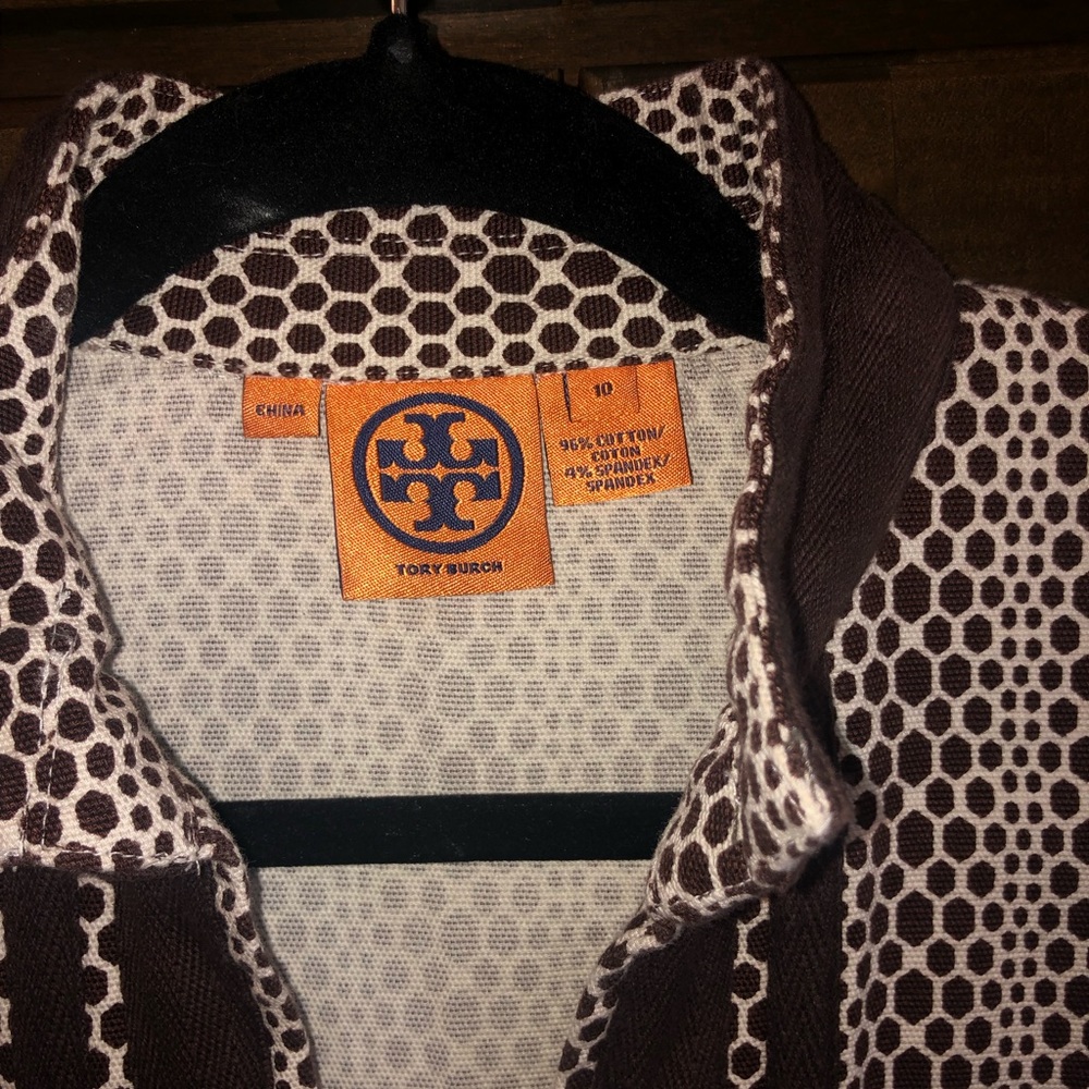 Tori Burch Tunic, size 10, brown and cream colored